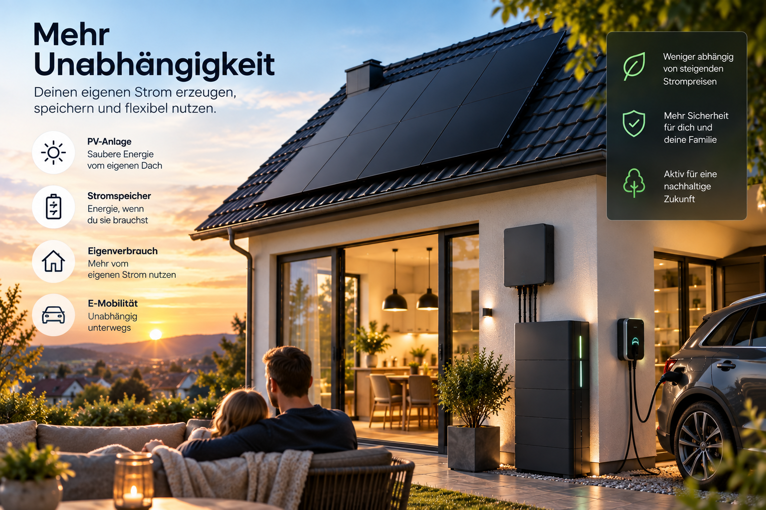 Photovoltaikanlage und Stromspeicher für eine unabhängigere Stromversorgung im Eigenheim
